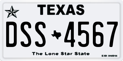 TX license plate DSS4567