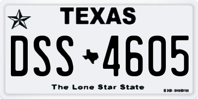 TX license plate DSS4605