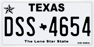 TX license plate DSS4654