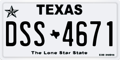 TX license plate DSS4671