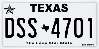 TX license plate DSS4701