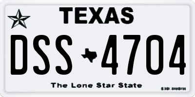 TX license plate DSS4704