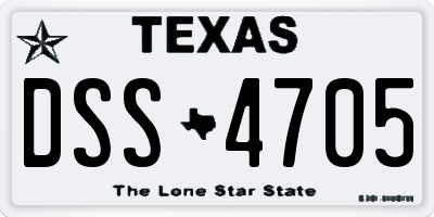 TX license plate DSS4705