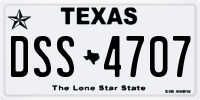 TX license plate DSS4707