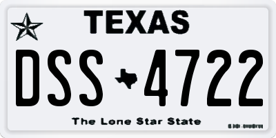 TX license plate DSS4722