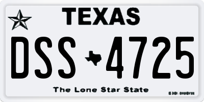 TX license plate DSS4725