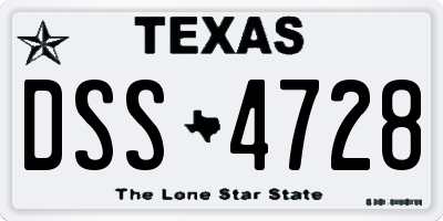 TX license plate DSS4728