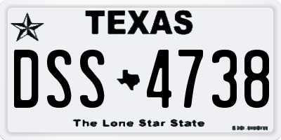 TX license plate DSS4738