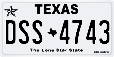 TX license plate DSS4743