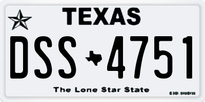 TX license plate DSS4751