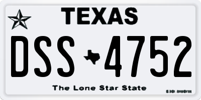 TX license plate DSS4752