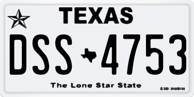 TX license plate DSS4753