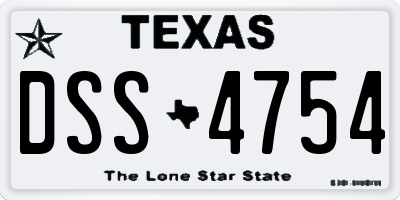 TX license plate DSS4754