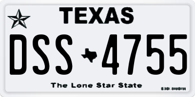 TX license plate DSS4755