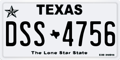 TX license plate DSS4756