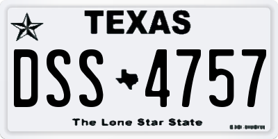 TX license plate DSS4757