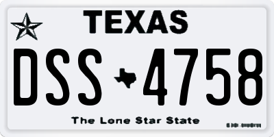 TX license plate DSS4758