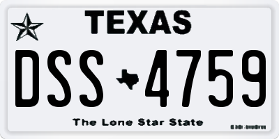 TX license plate DSS4759