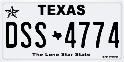 TX license plate DSS4774