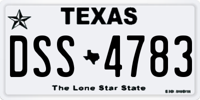 TX license plate DSS4783