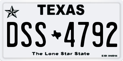 TX license plate DSS4792