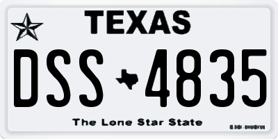 TX license plate DSS4835