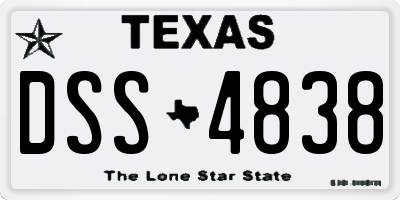 TX license plate DSS4838