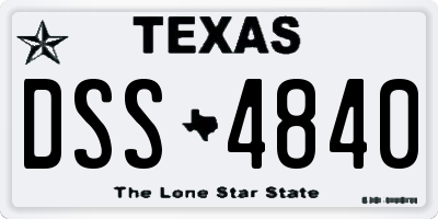 TX license plate DSS4840