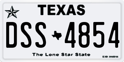 TX license plate DSS4854