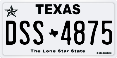 TX license plate DSS4875