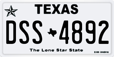 TX license plate DSS4892