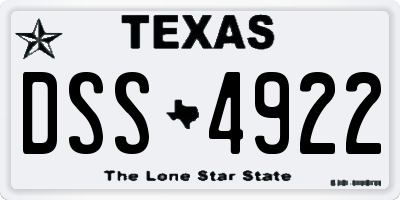 TX license plate DSS4922