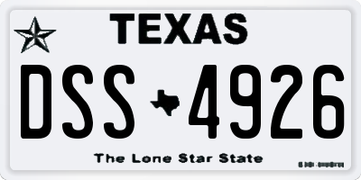 TX license plate DSS4926