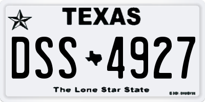 TX license plate DSS4927