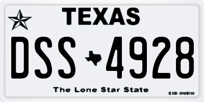 TX license plate DSS4928