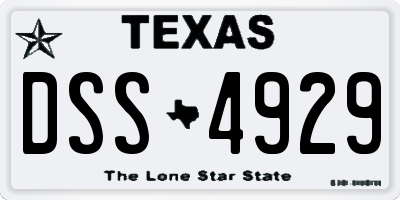 TX license plate DSS4929