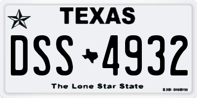 TX license plate DSS4932