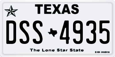 TX license plate DSS4935