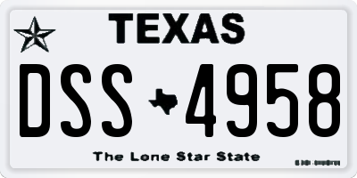 TX license plate DSS4958