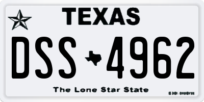 TX license plate DSS4962