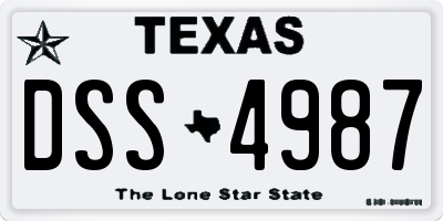 TX license plate DSS4987