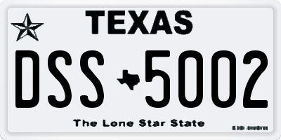 TX license plate DSS5002