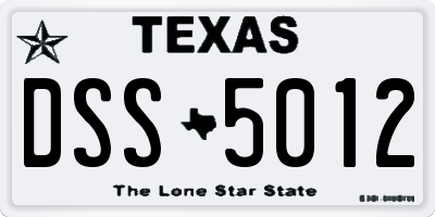 TX license plate DSS5012