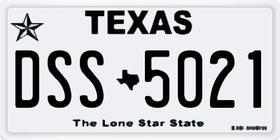 TX license plate DSS5021