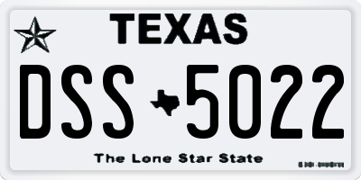 TX license plate DSS5022