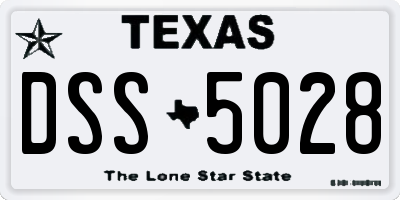 TX license plate DSS5028