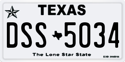 TX license plate DSS5034