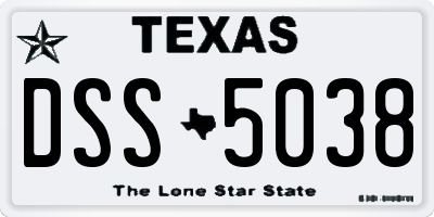 TX license plate DSS5038