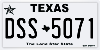 TX license plate DSS5071