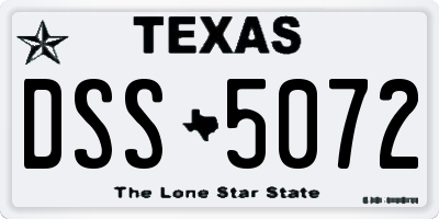 TX license plate DSS5072